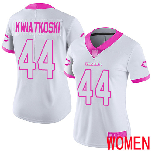 Chicago Bears Limited White Pink Women Nick Kwiatkoski Jersey NFL Football #44 Rush Fashion->women nfl jersey->Women Jersey